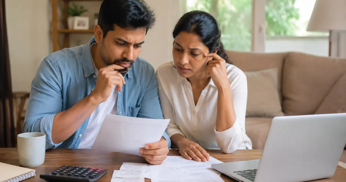 A family reviewing home purchase finances and calculating whether they can afford their dream house